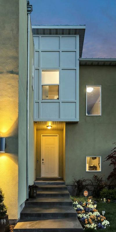 House entrance at dusk